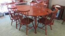 Ethan Allen by Baumritter Drop Leaf Dining Table, Fiddle Back Armchairs, Side Chairs and Leaves