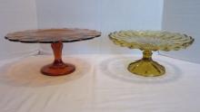 Anchor Hocking "Fairfield" Amber Dessert Stand and Indiana Glass "Teardrop"