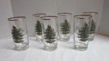 Set of Six Spode Christmas Tree Glasses