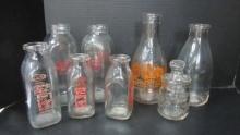 Collection of Old Glass Cream Jar and Milk Bottles-"Pet Milk", "Augusta Dairies",