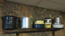 Aluminum and Enamel Stock Pots/Canners, Dish Pans, Picnic Set, etc.