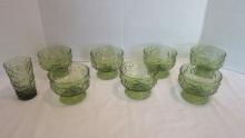 Anchor Hocking Midcentury "Milano" Footed Green Sherbets and Juice Glass