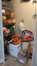 Contents of Left Garage Closet-Tools, Soda Crates/Bottles, Black & Decker Electric Blower,