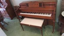 Midcentury Story & Clack Upright Piano with Bench