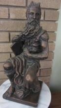 Narwal "Moses with Ten Commandment Tablets" Bronzed Chalkware Sculpture