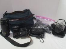 Canon Digital Rebel XT Camera, 2 Zoom Lens, Flash Attachment, Bag, and