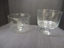 2 Glass Trifle Bowls - One Footed