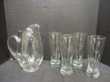 Glass Pitcher and 4 Pint Glasses