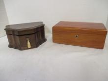2 Wood Jewelry Boxes - Lane Cedar (no key) and Reuge (with key)