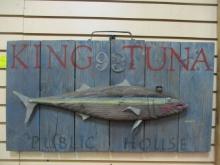 Vintage 'King Tuna' Wood Carved Fish Sign