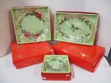Michio Suzuki for Lefton (Lot of 8) Christmas Trays in boxes