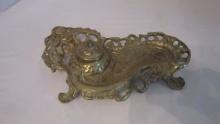 Vintage Brass Inkwell Stand