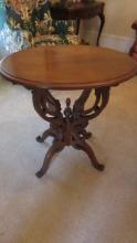 Antique Victorian Oval Oak Side Table
