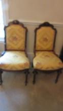 Pair of Custom Covered Victorian Eastlake Parlor Chairs