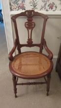 Antique Victorian Hip Rest Side Chair with Caned Seat