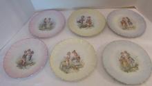 Six Victorian Scene Porcelain Plates