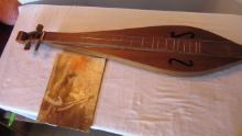 Old 3 String Wood Dulcimer and "The Dulcimer Book" by Jean Ritchie