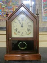 Vintage Seth Thomas Mantle Clock with Reverse Painted Door