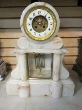 Antique French Marble Mantle Clock with Mercury Pendulum