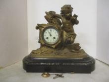 Antique Paris, France Bronze and Marble Figural Clock