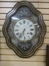 Antique Pendulum Wall Clock with Mother of Pearl Inlaid Designs