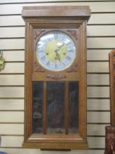 West German Movement Regulator Wall Clock with Convex Crystal and Beveled Glass Panels