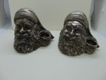 Pair of Towle Silverplate Santa Face Candle Holders