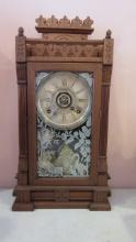 Antique Wm. L. Gilbert Oak Dacca. "Parole" Mantle Clock