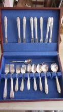 46 Pieces of National Silver Co. "Rose & Leaf" Silverplated Flatware and