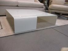 White Modern Bent Glass Spider Style Coffee Table