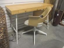 Ikea Desk and Swiveling Molded Wood Chair