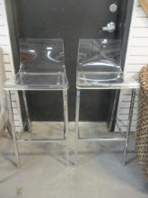 Pair of Clear Ghost Style Bar Chairs