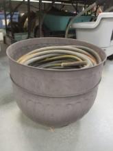 Bronzed Hose Pot with Garden Hose