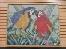 Large Lee Reynolds Signed Macaw Parrot Painting