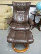 Stressless Leather Recliner and Ottoman
