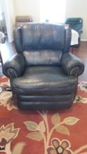 Lane Navy Blue Leather Rocking Recliner with Nail Head Accents