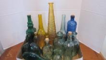 Collection of Colored Glass Bottles