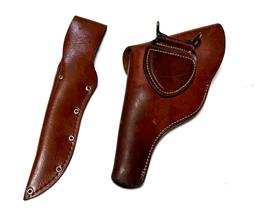 Vintage Leather Flap Holster and Knife Sheath 