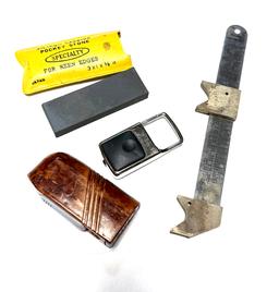 Large lot of Misc. Items - Honing Stone, Gun parts, coins, turkey call & more