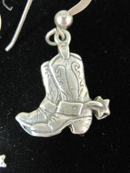 Sterling Silver Cowboy Boot Earrings