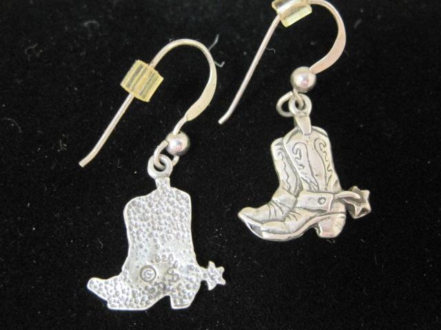 Sterling Silver Cowboy Boot Earrings