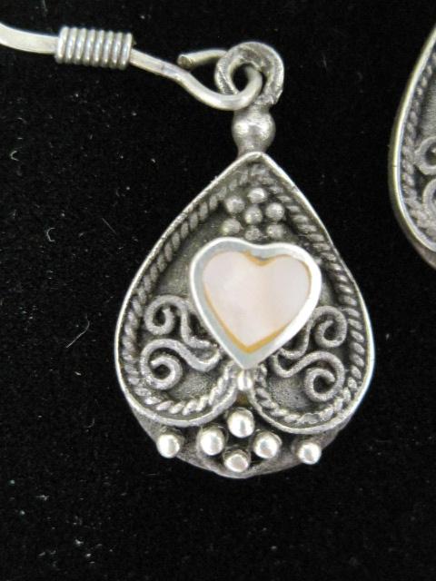 Sterling Silver Earrings with Mother of Pearl Hearts