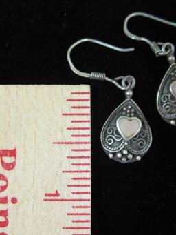 Sterling Silver Earrings with Mother of Pearl Hearts