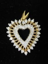 14k Gold Diamond Heart Pendant