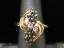 14k Gold Emerald and Diamond Ring