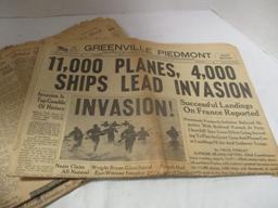 Lot of Greenville News "World War II" Newspapers