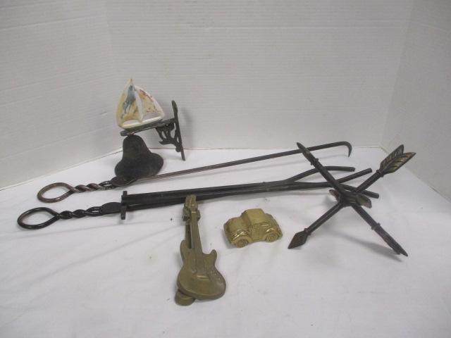 Metal Items Lot - Pokers, Knocker, Bell, etc.