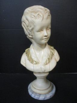 Mid Century Modern Plaster Bust on Marble Base