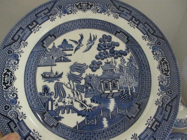 43 Pieces Johnson Bros. and Churchill "Blue Willow" China