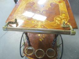 Vintage Italian Marquetry Inlay Beverage Cart